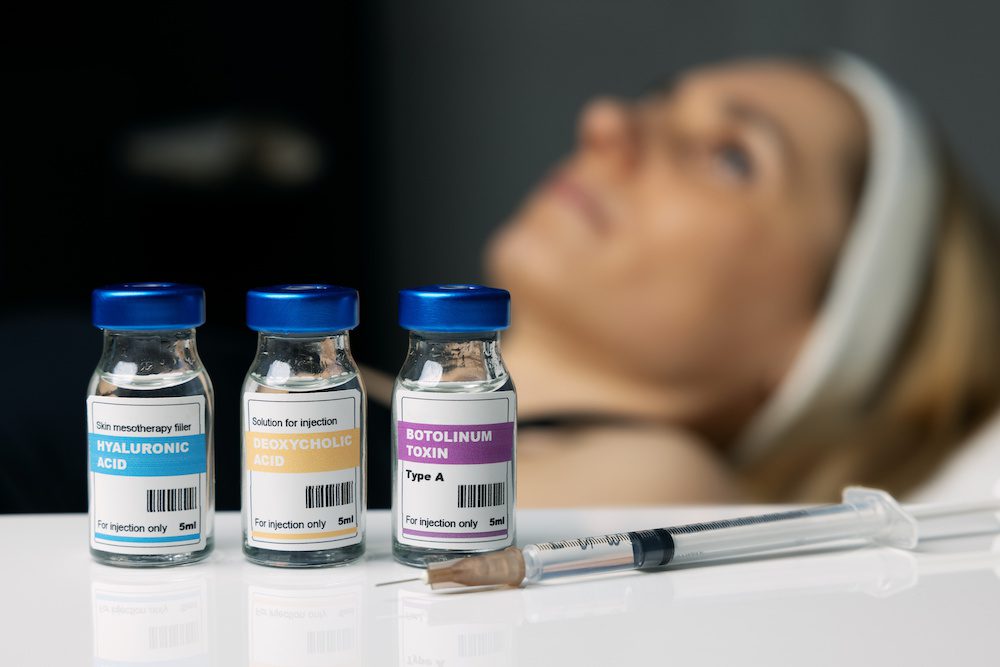 How Your Metabolism Can Affect Your Botox or Filler woman receiving cosmetic anti aging procedures at beauty salon. aesthetic treatment. injection vials